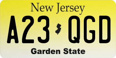 NJ license plate A23QGD