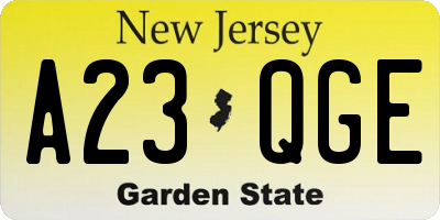 NJ license plate A23QGE