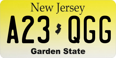 NJ license plate A23QGG