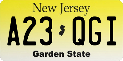 NJ license plate A23QGI