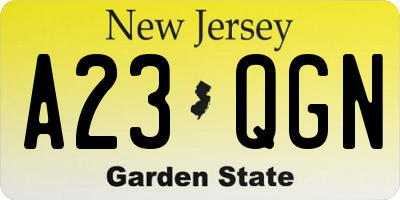 NJ license plate A23QGN