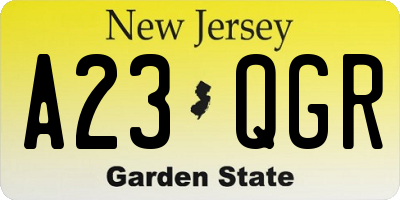 NJ license plate A23QGR