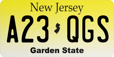 NJ license plate A23QGS