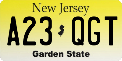 NJ license plate A23QGT