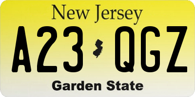 NJ license plate A23QGZ