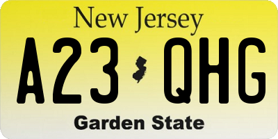 NJ license plate A23QHG