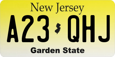 NJ license plate A23QHJ