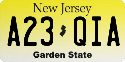 NJ license plate A23QIA