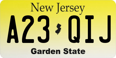 NJ license plate A23QIJ
