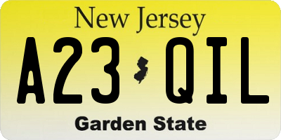 NJ license plate A23QIL
