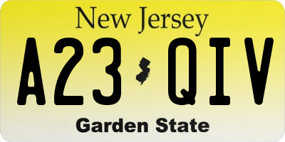 NJ license plate A23QIV