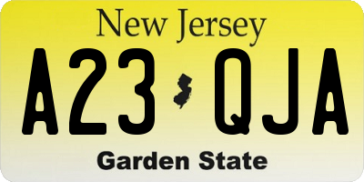 NJ license plate A23QJA