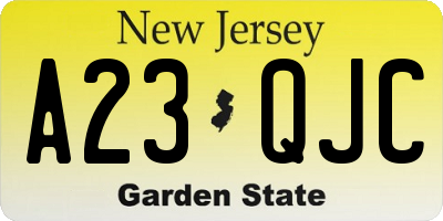 NJ license plate A23QJC