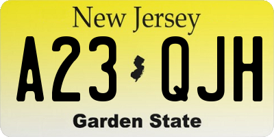 NJ license plate A23QJH