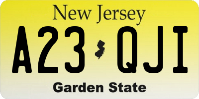 NJ license plate A23QJI