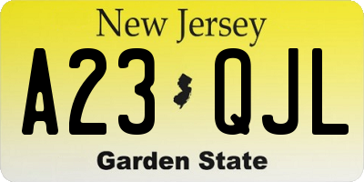 NJ license plate A23QJL