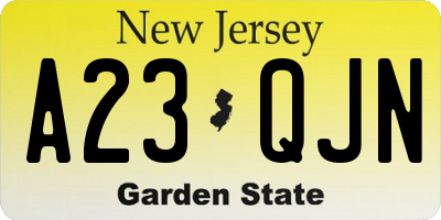 NJ license plate A23QJN