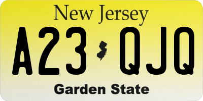 NJ license plate A23QJQ