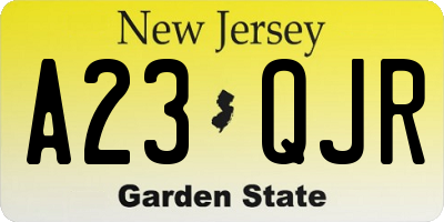 NJ license plate A23QJR