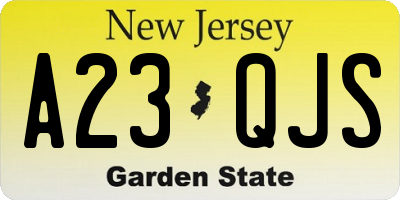 NJ license plate A23QJS