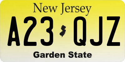 NJ license plate A23QJZ