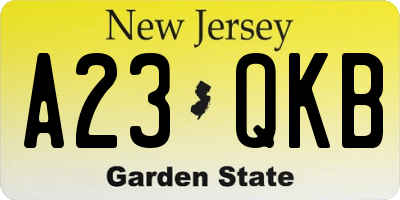 NJ license plate A23QKB
