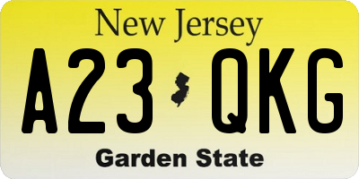 NJ license plate A23QKG
