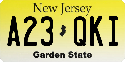 NJ license plate A23QKI