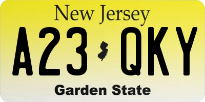NJ license plate A23QKY