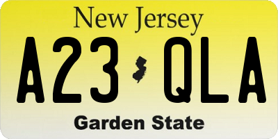 NJ license plate A23QLA