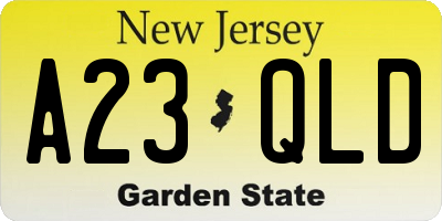 NJ license plate A23QLD