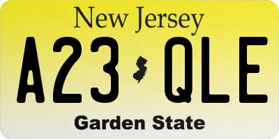 NJ license plate A23QLE