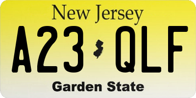 NJ license plate A23QLF