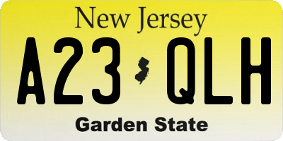 NJ license plate A23QLH