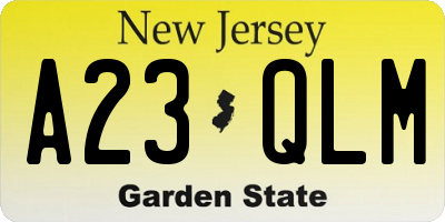 NJ license plate A23QLM