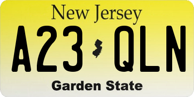 NJ license plate A23QLN
