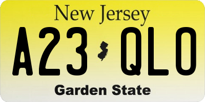 NJ license plate A23QLO