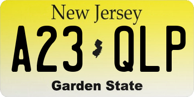 NJ license plate A23QLP