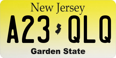 NJ license plate A23QLQ