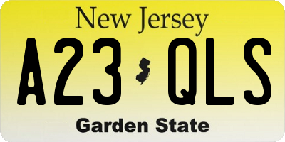 NJ license plate A23QLS