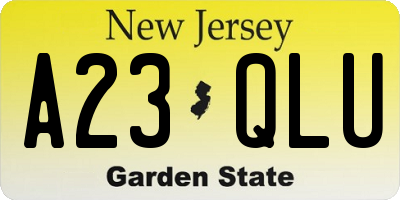 NJ license plate A23QLU