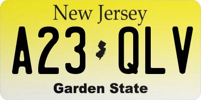 NJ license plate A23QLV
