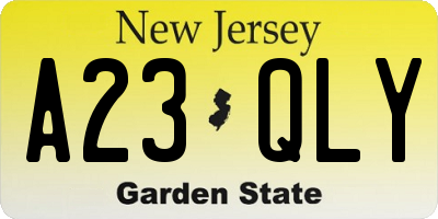 NJ license plate A23QLY