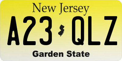 NJ license plate A23QLZ