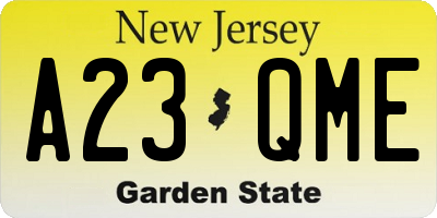 NJ license plate A23QME