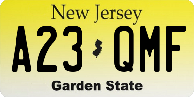NJ license plate A23QMF