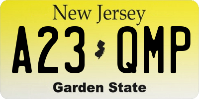 NJ license plate A23QMP