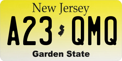 NJ license plate A23QMQ