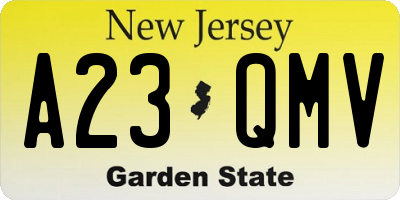 NJ license plate A23QMV