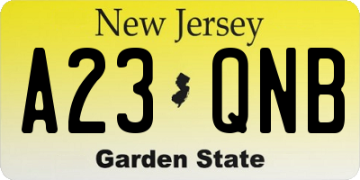 NJ license plate A23QNB